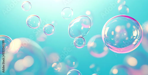 Bubbles on a blue-green background 