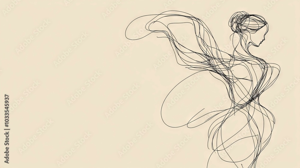 Woman line art. Abstract line art depiction of a woman, symbolizing grace and elegance. Woman line art. Abstract line art depiction of a woman, symbolizing grace and elegance.