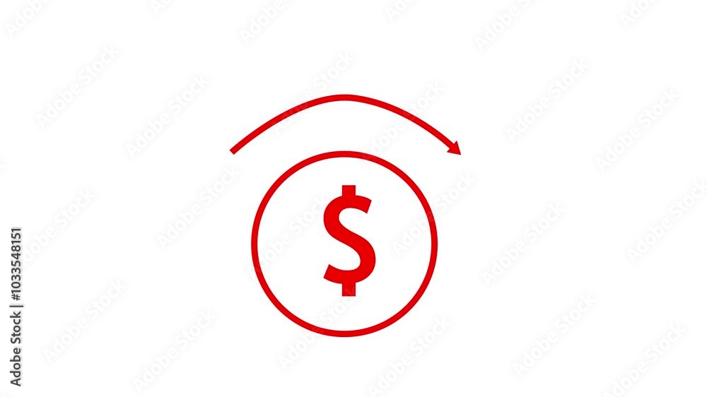 Black Dollar Sign with Circular Arrow Icon on White and black Background - Financial Concept Black Dollar Sign with Circular Arrow Icon on White and black Background - Financial Concept