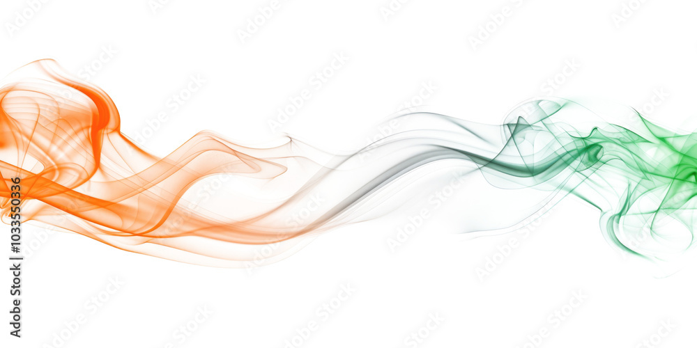 orange green smoke curve isolated on white or transparent png