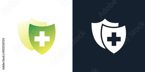Medical Shield Logo Design. Health protection shield logo designs for medical clinic service.