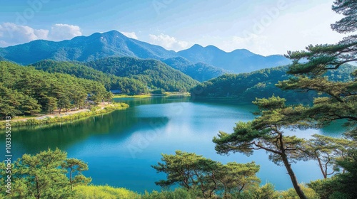 calm and comfortable atmosphere, healthy and refreshing, mountains in Korea