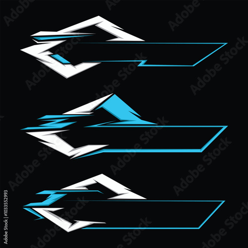 Set of futuristic technology digital banner, racing logo border, gaming blank frame, etc
