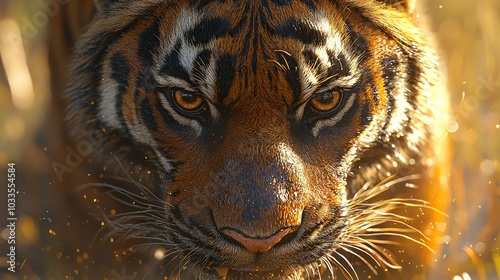 Close Up Portrait of Tiger s Face with Bokeh Background photo