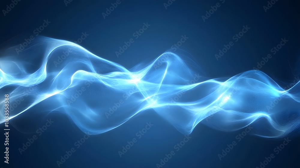 Abstract Blue Glowing Wave Lines on Dark Background Abstract Blue Glowing Wave Lines on Dark Background