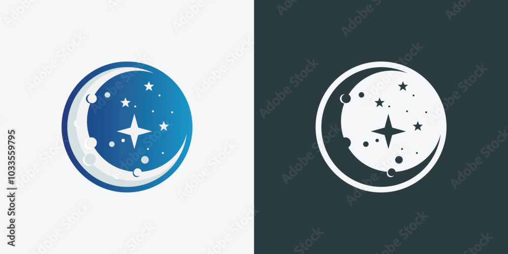 Moon logo design template. Crescent moon logo. Moon logo design template. Crescent moon logo.