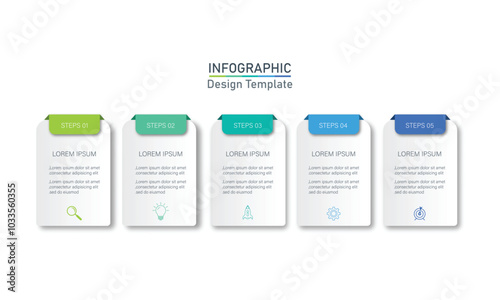 illustration vector infographic with 5 steps, design infographic template. Can be used for process diagrams, presentations, workflows.