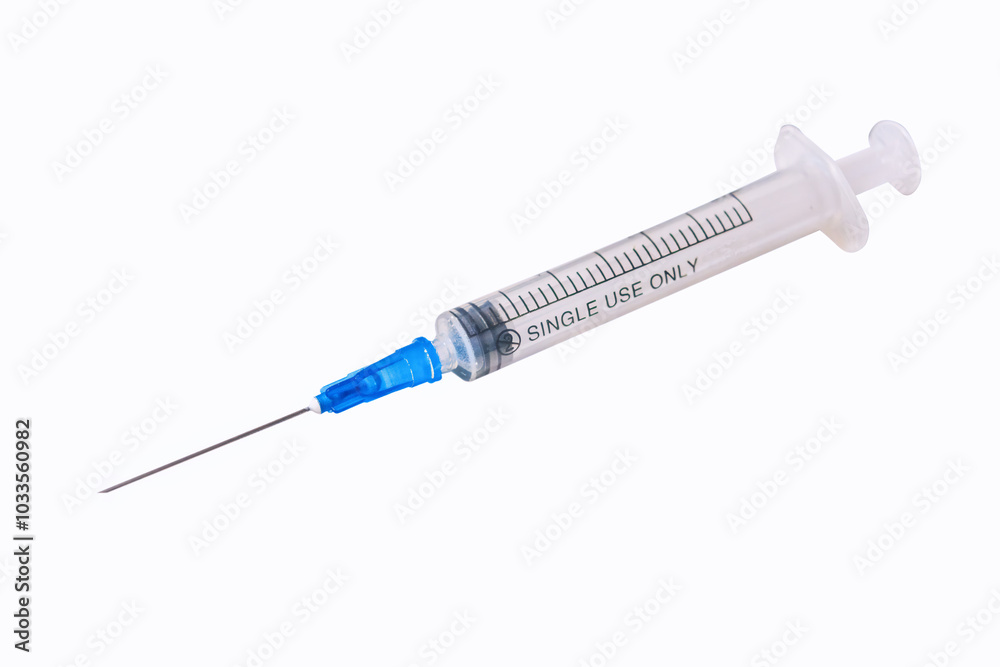 Plastic empty syringe isolated on white background. Plastic empty syringe isolated on white background.