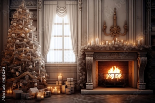 Fireplace christmas hearth candle.