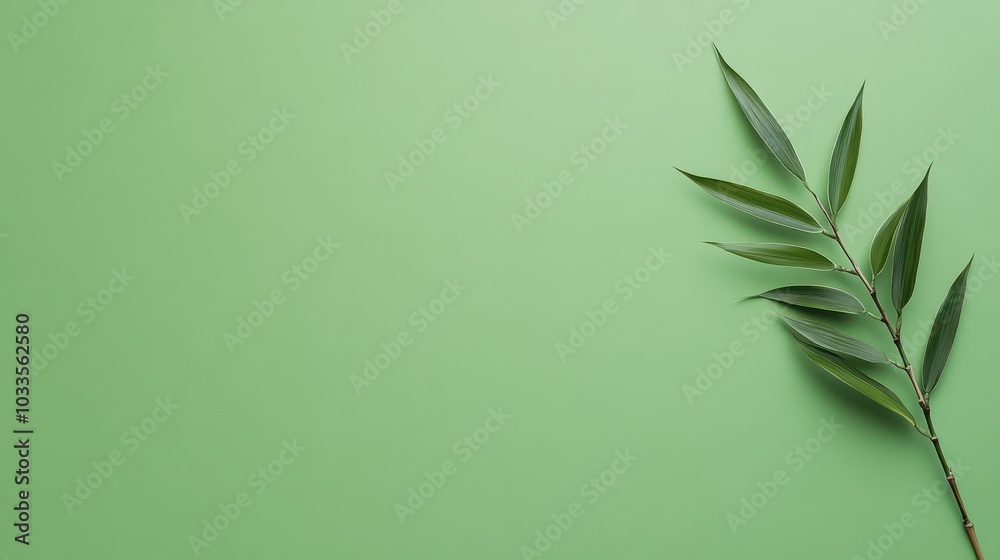 A serene green background with a single green leaf, perfect for nature-themed designs and backgrounds.