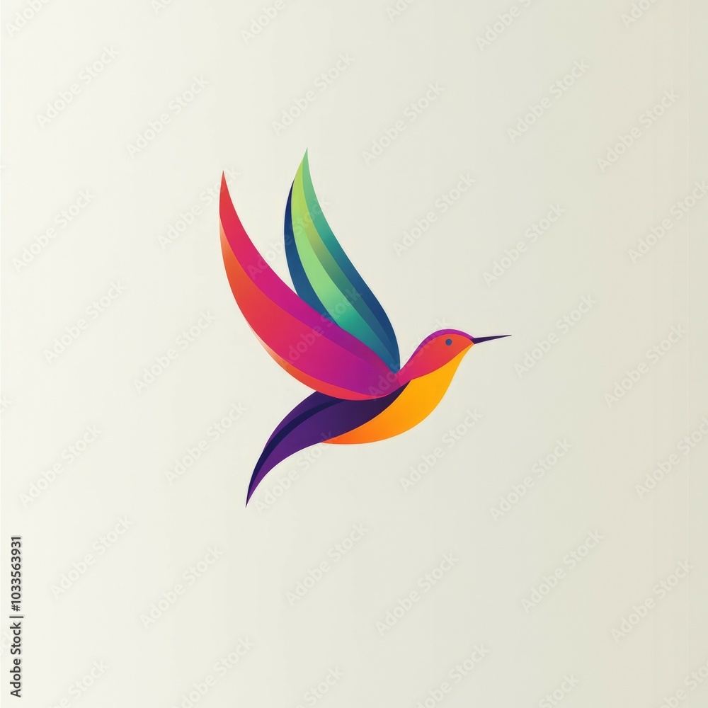 custom made wallpaper toronto digitalColorful hummingbird design. Abstract hummingbird with colorful gradient. Perfect for nature, freedom, and joy concepts.