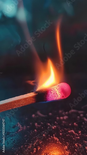 Vibrant Match Striking with Flames photo