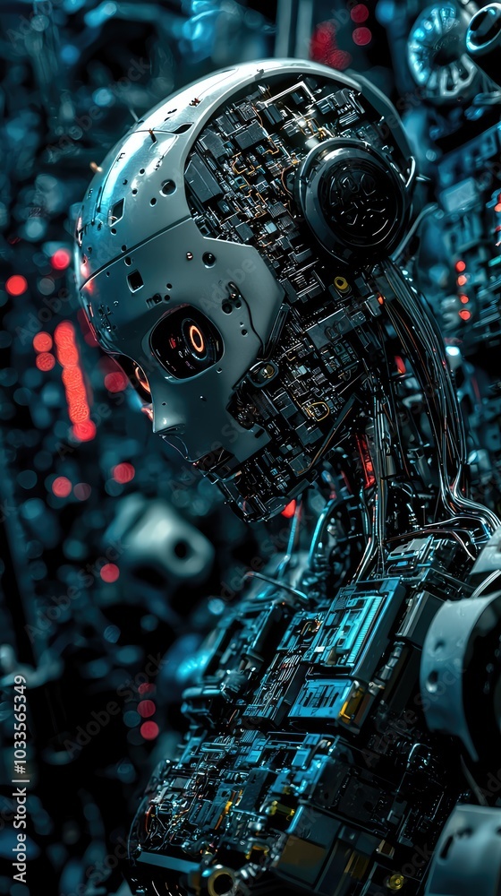 Fototapeta premium Intricate Robot Circuitry Close-Up Photo