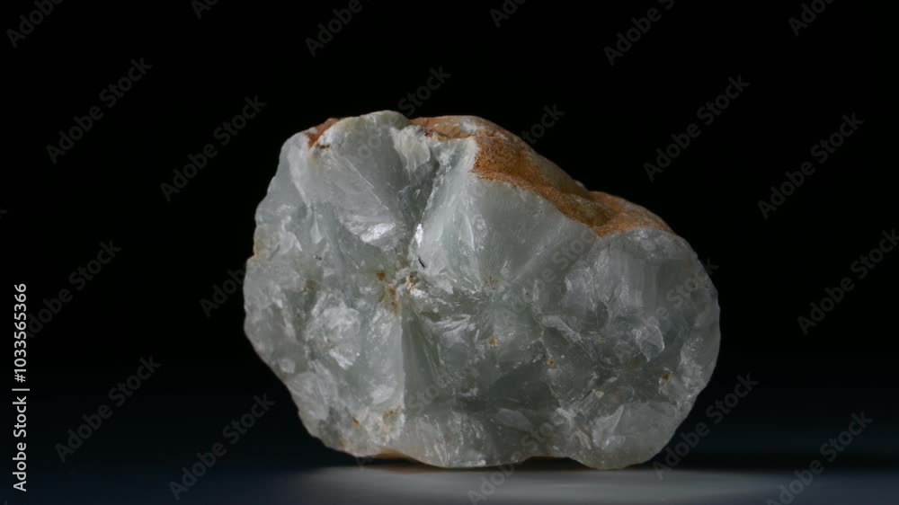 Prehnite nodule (inosilicate of calcium and aluminium - Ca2Al2) rotating against a black background Prehnite nodule (inosilicate of calcium and aluminium - Ca2Al2) rotating against a black background