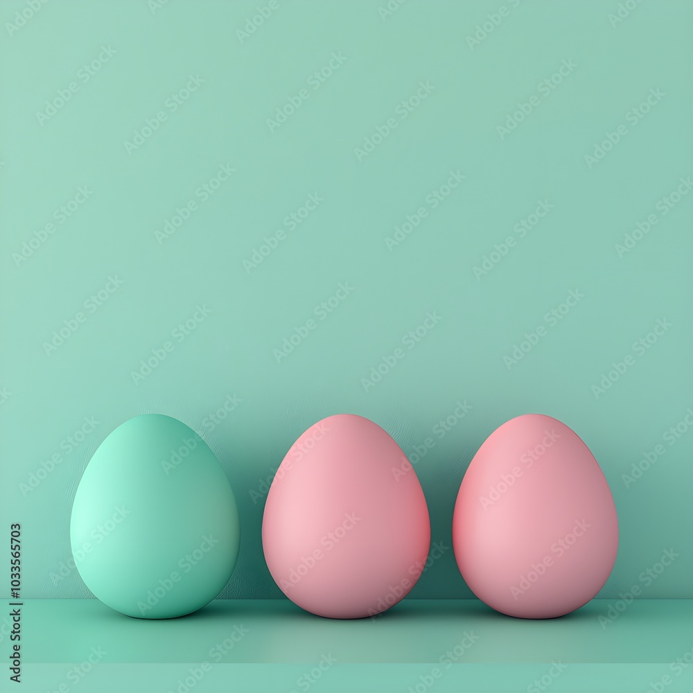 Colorful pastel eggs on a mint green background Colorful pastel eggs on a mint green background