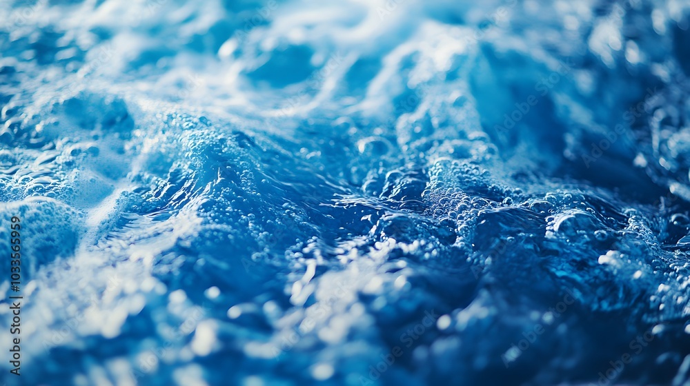 Obraz premium Close-up Abstract View of Blue Water with Bubbles