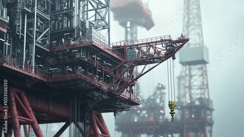 Massive Oil Drilling Rig Close Up Perspective