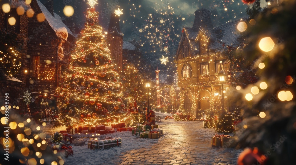Naklejka premium Festive Scene Depicting Holiday Celebrations Christmas