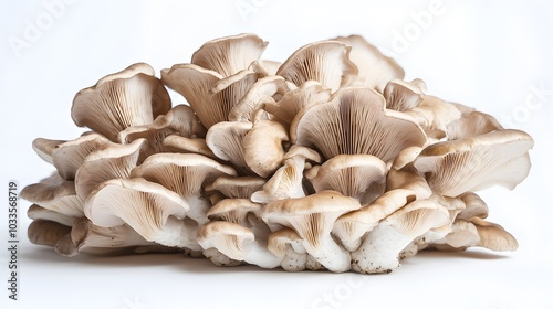 bunch of Maitake mushroom on white background.