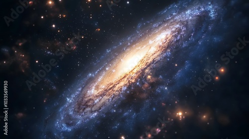 A Spiral Galaxy in a Vast, Starry Universe