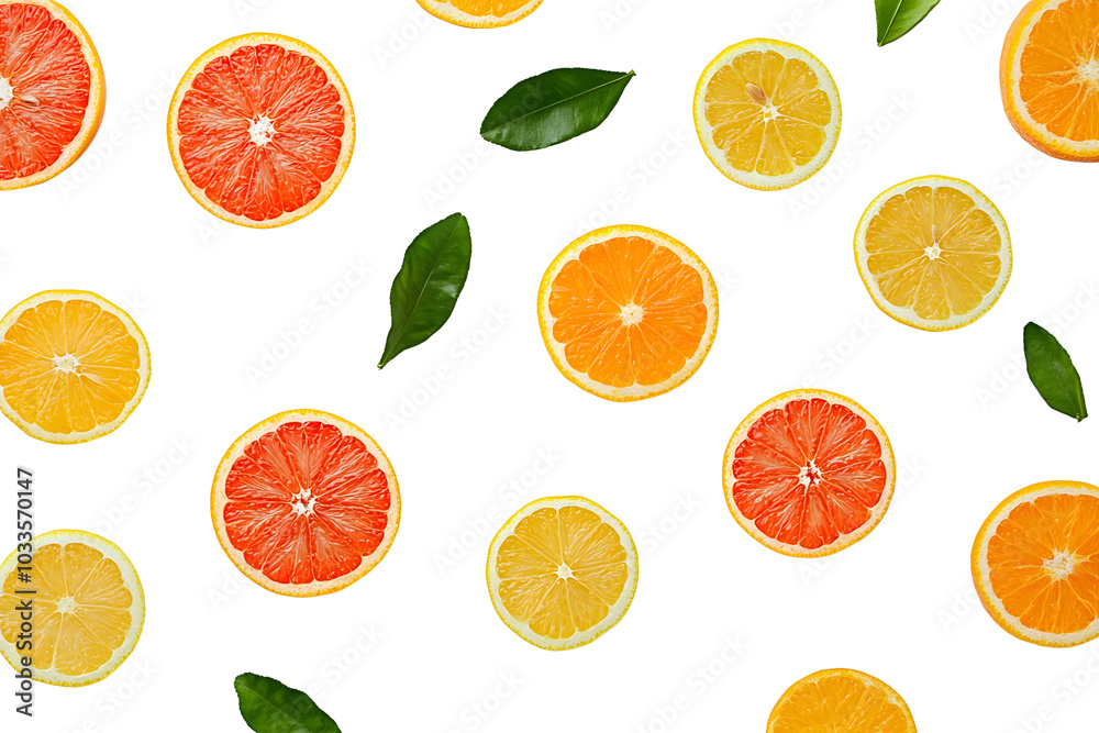 Obraz premium Sliced ​​citrus fruits isolated on white background. 