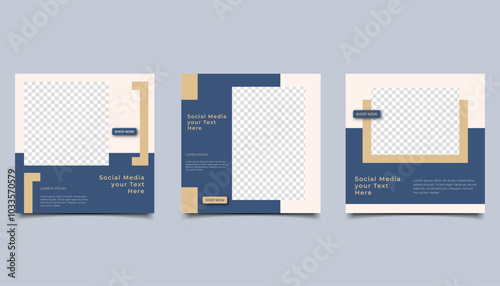 Set of Editable minimal square banner template. suitable for social media post and web internet ads. Vector illustration with photo design