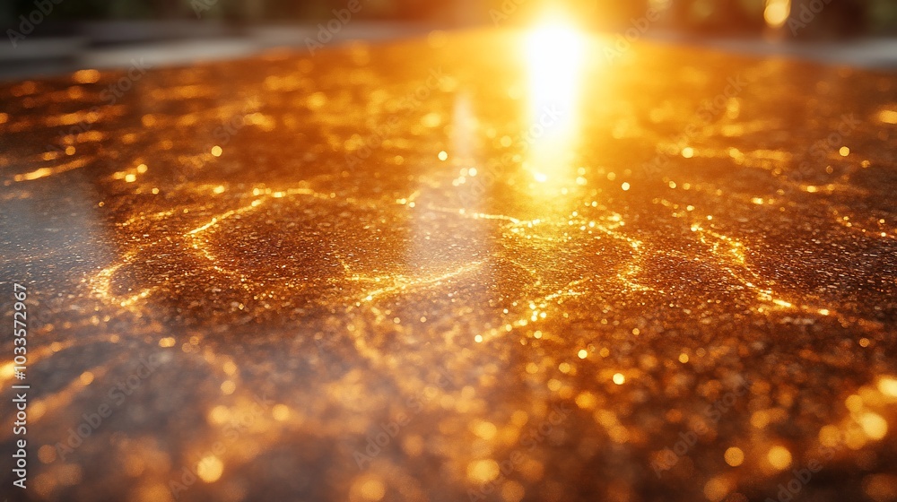 Abstract golden surface with a sun flare. Abstract golden surface with a sun flare.