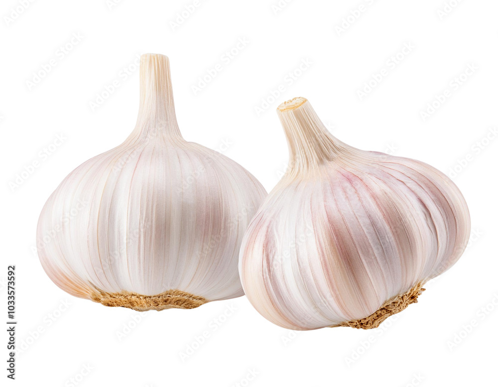 Obraz premium Whole Garlic Bulbs Isolated on Transparent Background