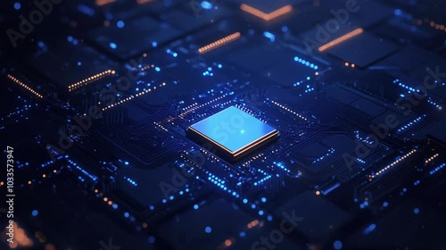 Blue chip computer hardware in technology futuristics concept video footage.