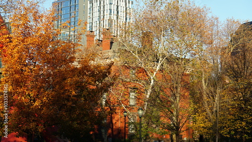 The beautiful campus autumn view in the University of Pennsylvania in Philadelphia photo