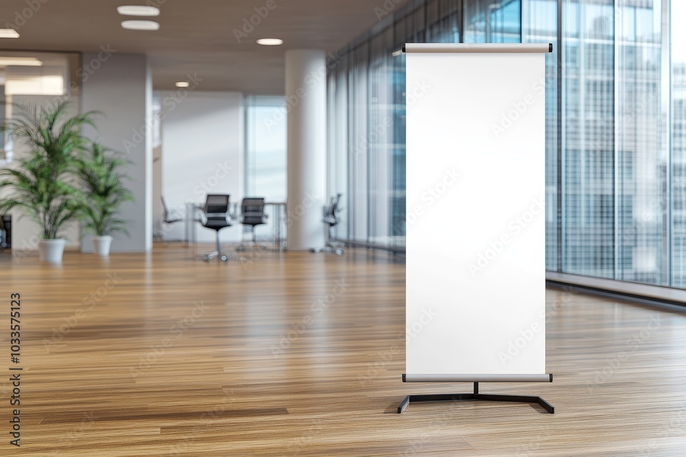 3D rendering of a modern executive office with glass partitions displaying the banner. 3D rendering of a modern executive office with glass partitions displaying the banner.
