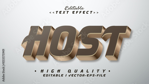 editable brown and gold host text effect.typhography logo