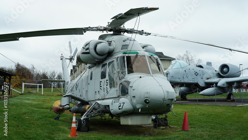 One aeronautic museum with some used airplanes and helicopters in it