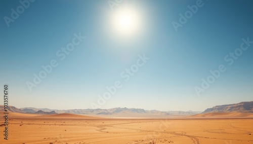 Expansive Desert Under Bright Sunlight