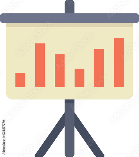 Presentation board showing a bar graph representing market growth