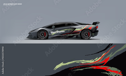 Sport racing supercar wrap livery design gray color combination for universal medium vector eps10 ready to print printable file