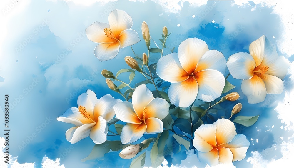 flowers on blue background flowers on blue background