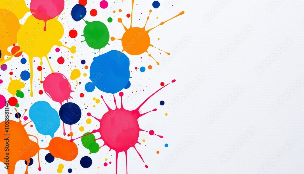Colorful Paint Splashes on White Background Colorful Paint Splashes on White Background