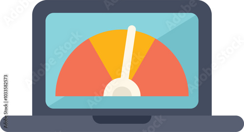 Laptop is displaying a speedometer, indicating the measurement of performance and speed