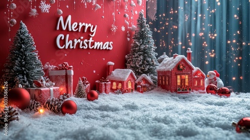 Christmas holiday red background photography with white Letters 
