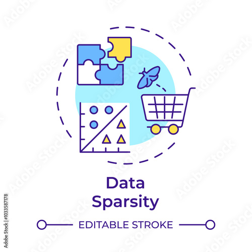Data sparsity multi color concept icon. Machine learning, science. Artificial intelligence. Round shape line illustration. Abstract idea. Graphic design. Easy to use article, blog post