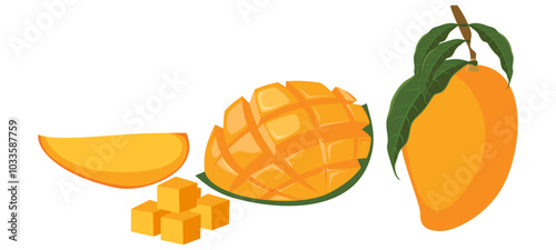 Mango icon set. Cartoon set of mango vector icons vector illustration