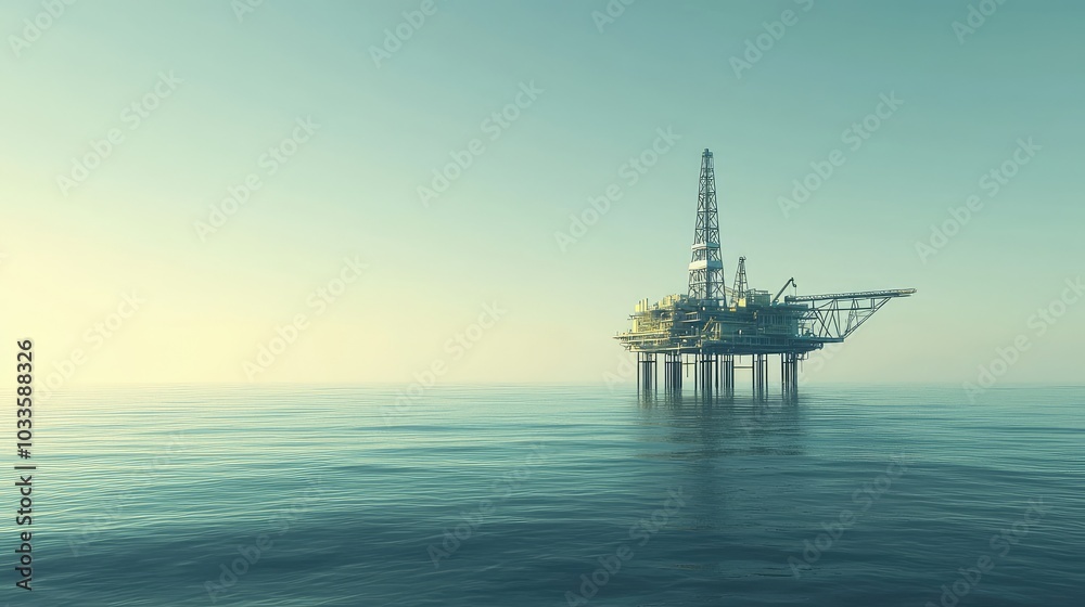Serene Oil Platform on a Calm Clear Day Serene Oil Platform on a Calm Clear Day
