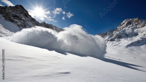 Fierce blizzard over snow-covered mountain range for winter adventure photography