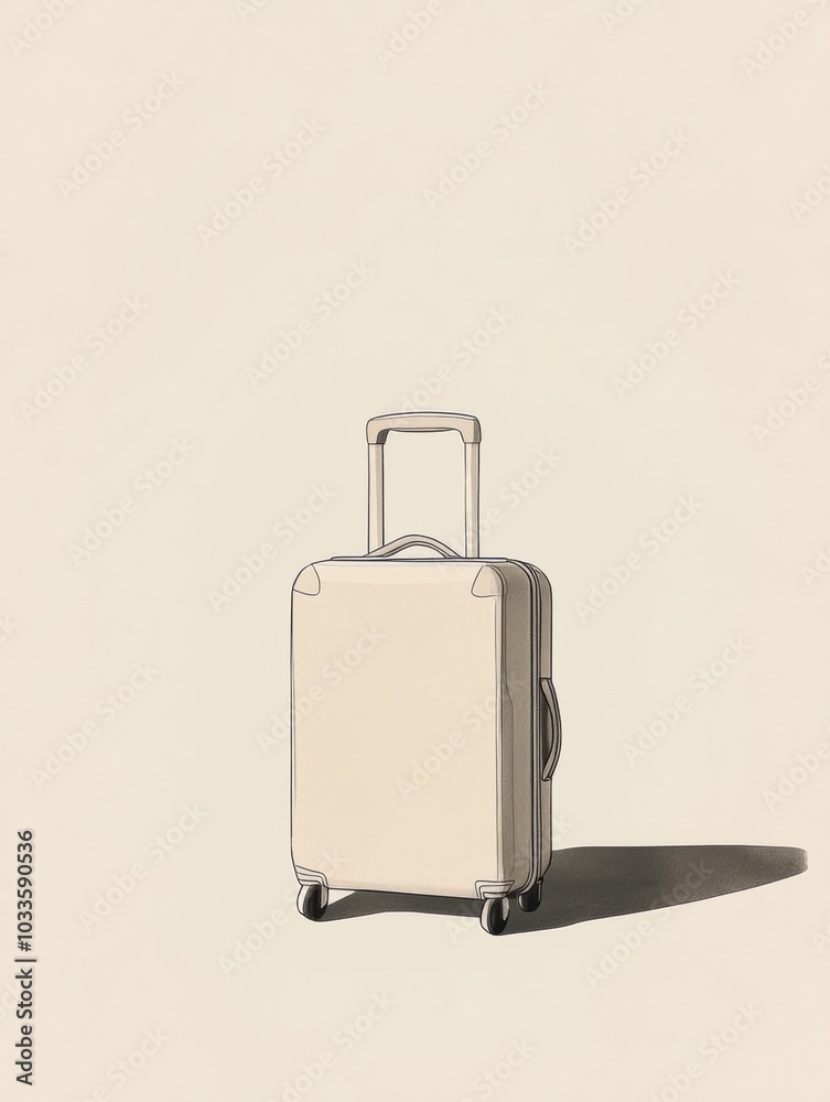 This illustration features a sleek suitcase with clean lines, showcasing its handle and wheels, evoking a sense of modern travel. Generative AI This illustration features a sleek suitcase with clean lines, showcasing its handle and wheels, evoking a sense of modern travel. Generative AI