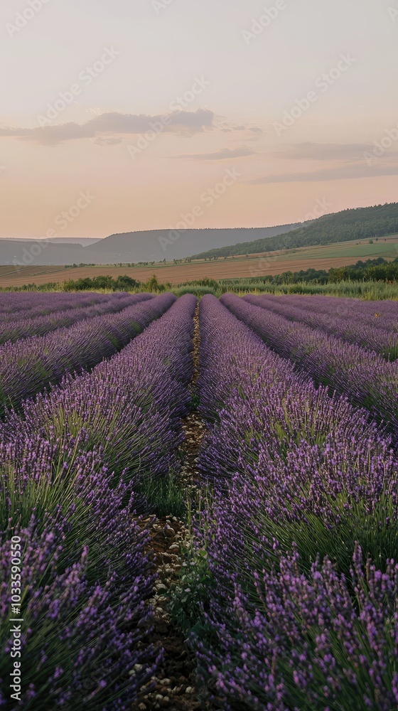 Fototapeta premium Serene Lavender Field at Sunset