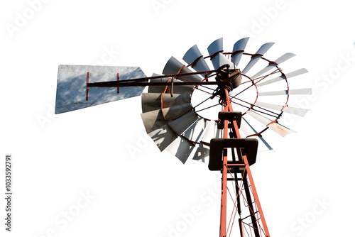 Vintage Metal Windmill Against Clear Sky