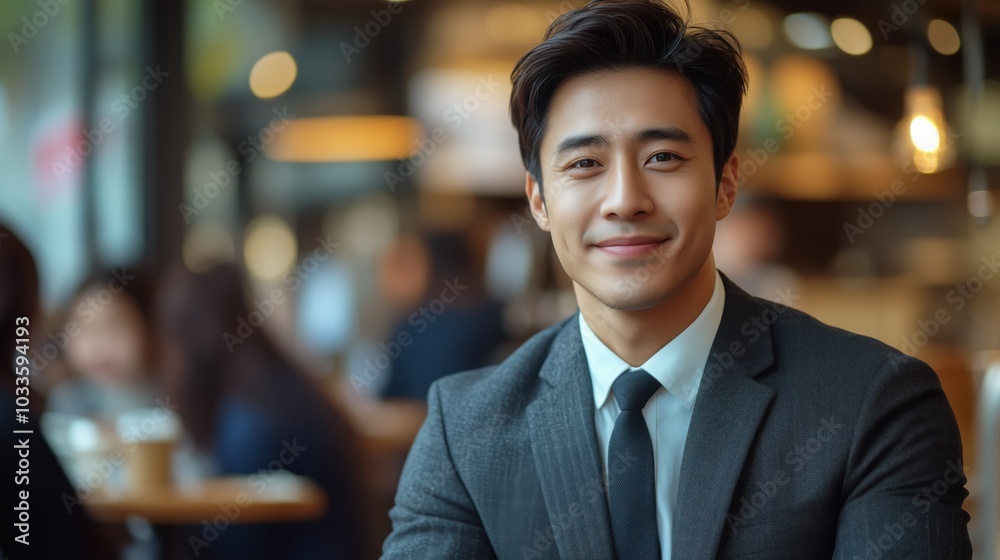 Professional Man in Business Attire at Cafe. Confident businessman enjoys his moment in a modern cafe, exuding professionalism and approachability. Ideal for themes of career and marketing stories. Professional Man in Business Attire at Cafe. Confident businessman enjoys his moment in a modern cafe, exuding professionalism and approachability. Ideal for themes of career and marketing stories.
