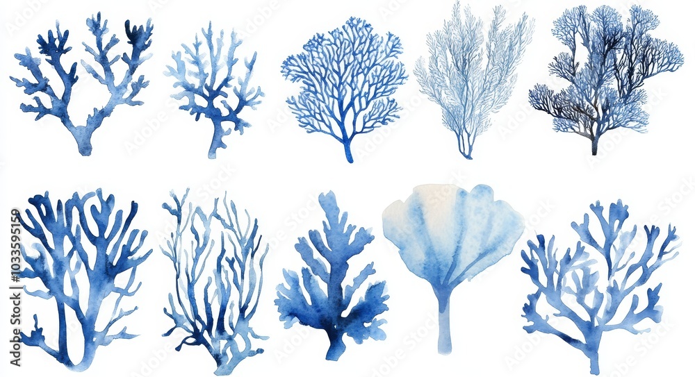 custom made wallpaper toronto digitalUnderwater coral and sea life are illustrated in this watercolor illustration.