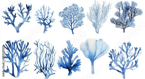 Wallpaper Mural Underwater coral and sea life are illustrated in this watercolor illustration. Torontodigital.ca